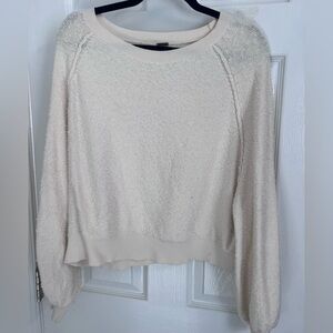 Free People Cream Crew Neck Sweater, Size XS